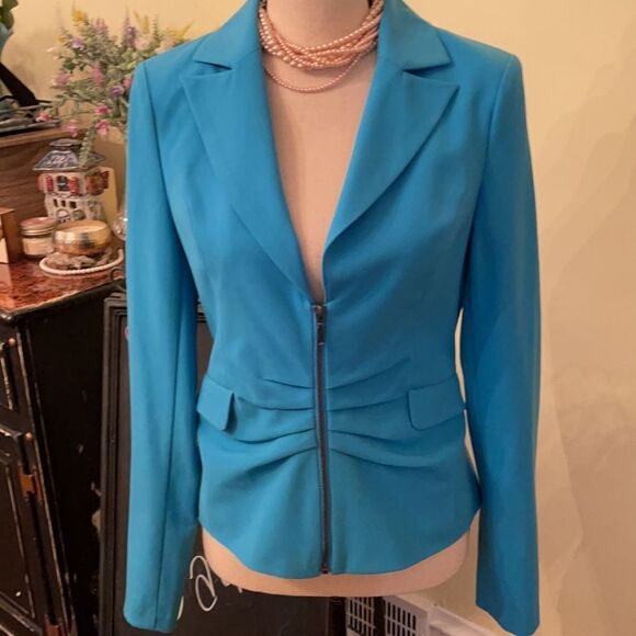 Venus Sz 4 Lined Gathered Shirred Zip Jacket - Picture 2 of 9